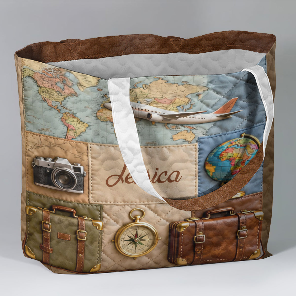 Travelling Is My Therapy - Personalized Travelling Quilted Tote Bag