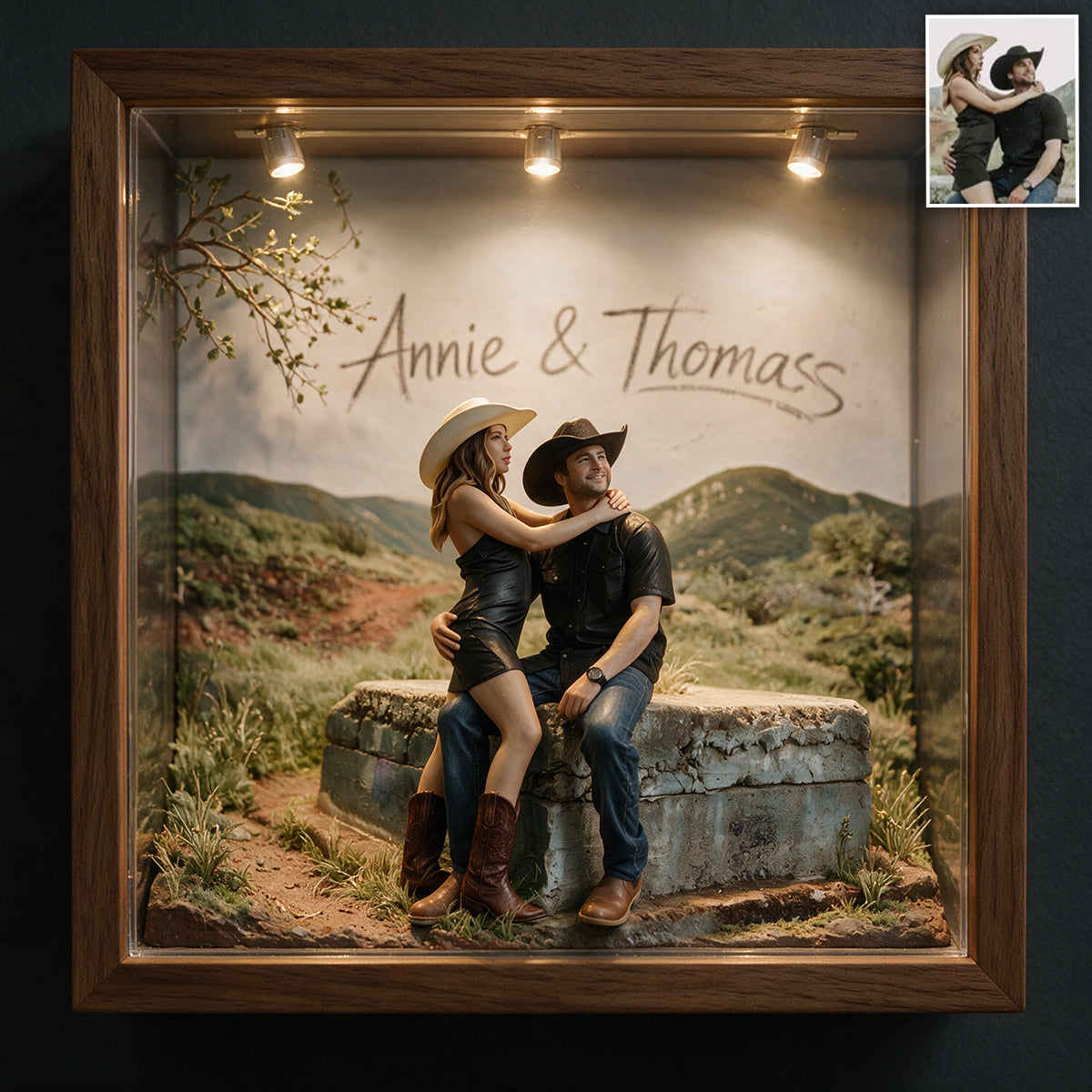 Custom From Any Photo - Personalized Family Wooden Light Shadow Box