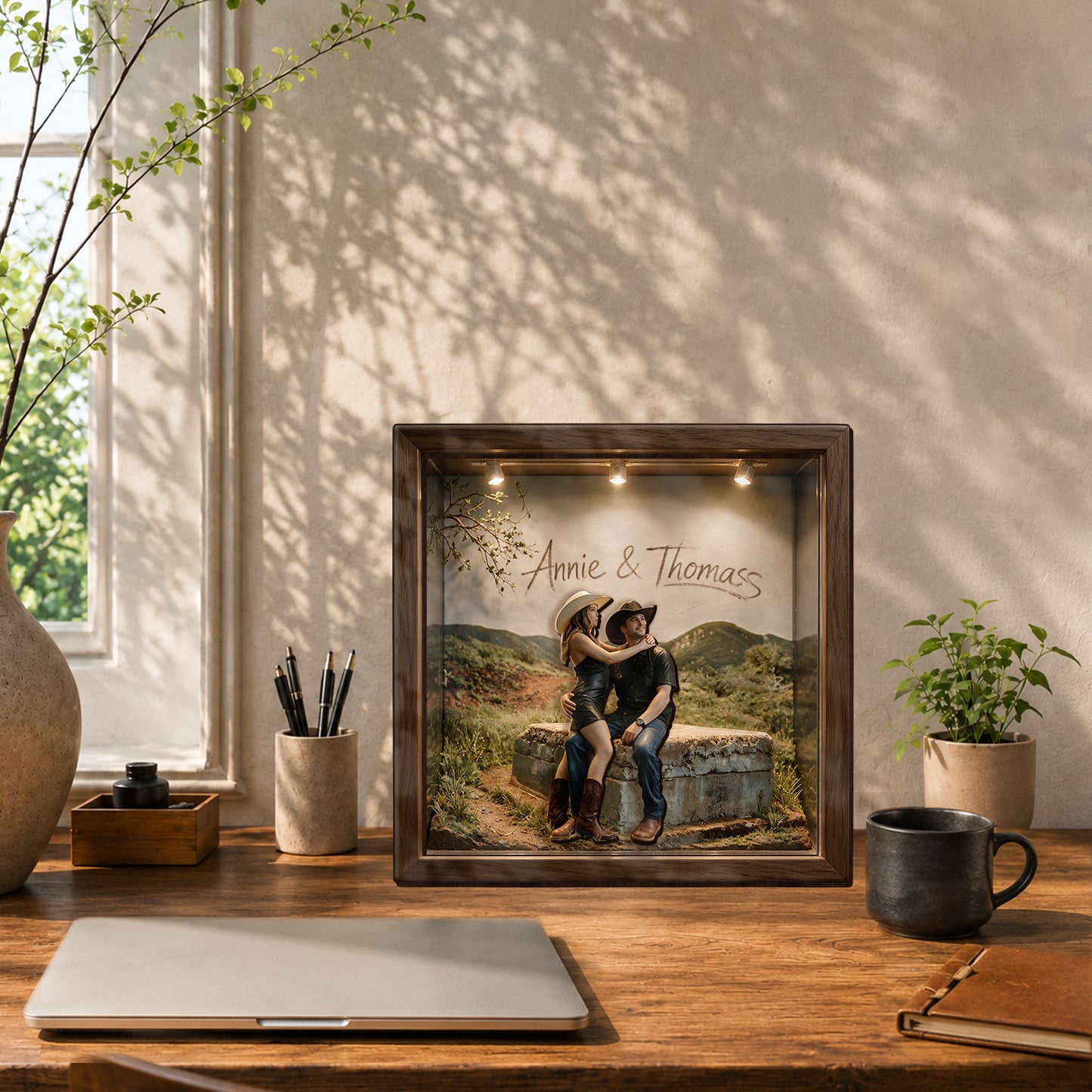 Custom From Any Photo - Personalized Family Wooden Light Shadow Box