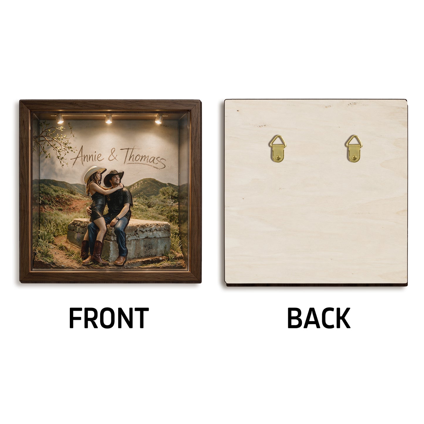 Custom From Any Photo - Personalized Family Wooden Light Shadow Box
