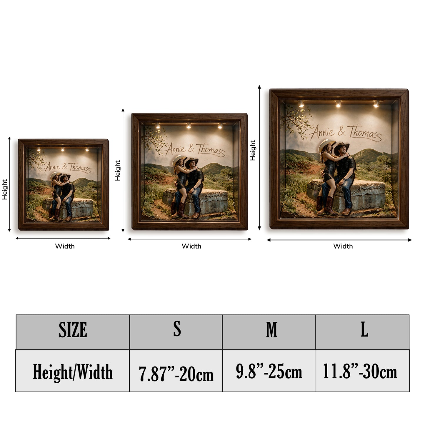 Custom From Any Photo - Personalized Family Wooden Light Shadow Box