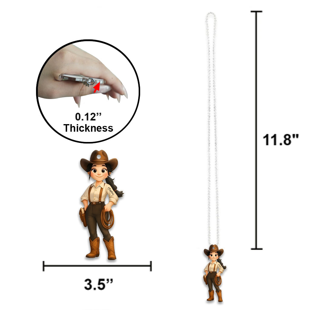 Cute Chibi Cowgirl - Personalized Cowgirl Car Ornament