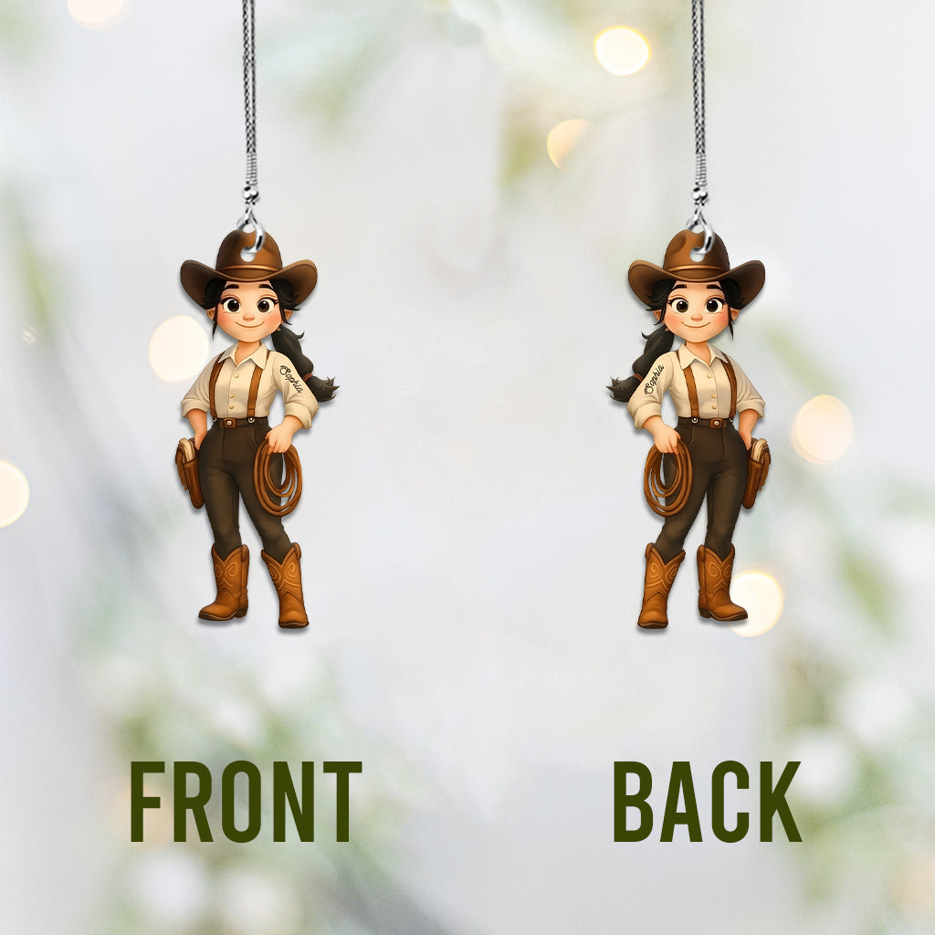 Cute Chibi Cowgirl - Personalized Cowgirl Car Ornament