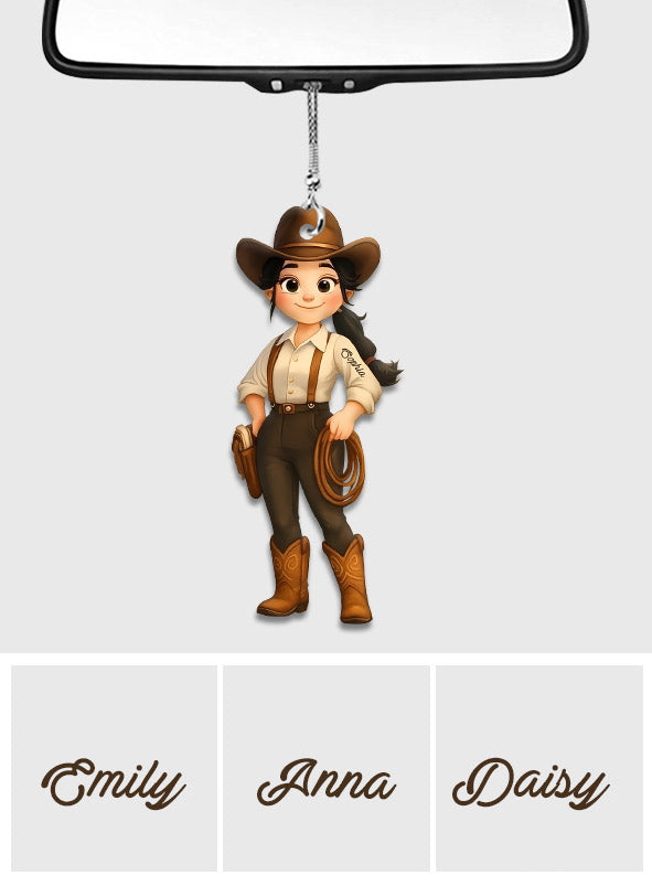 Cute Chibi Cowgirl - Personalized Cowgirl Car Ornament