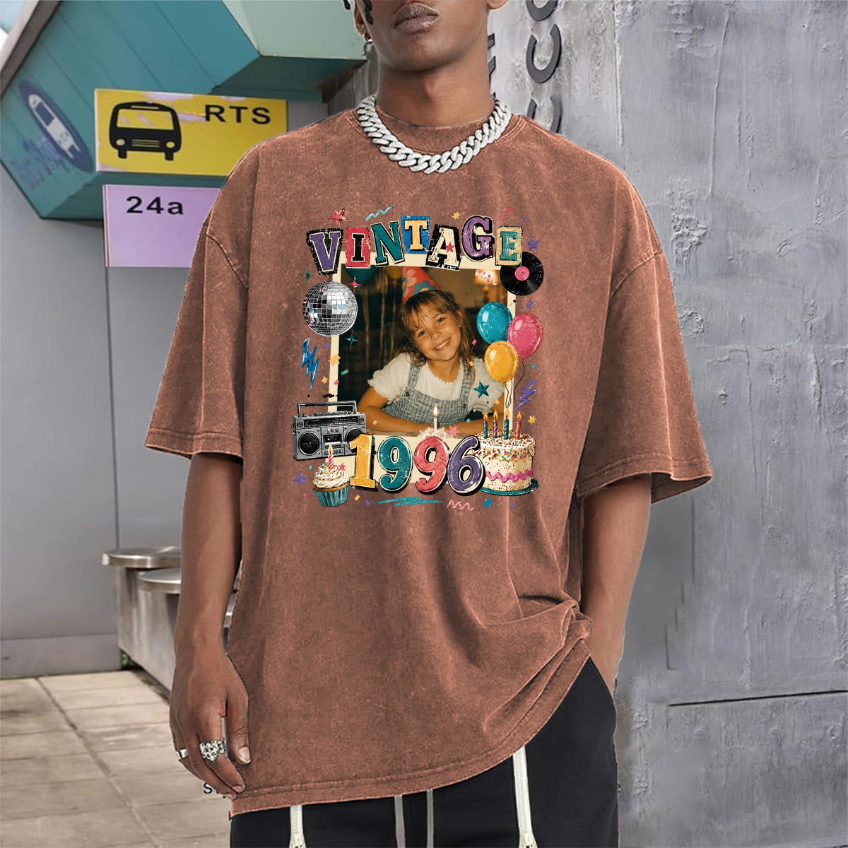 Birthday Gift - Personalized Birthday Washed T-Shirt