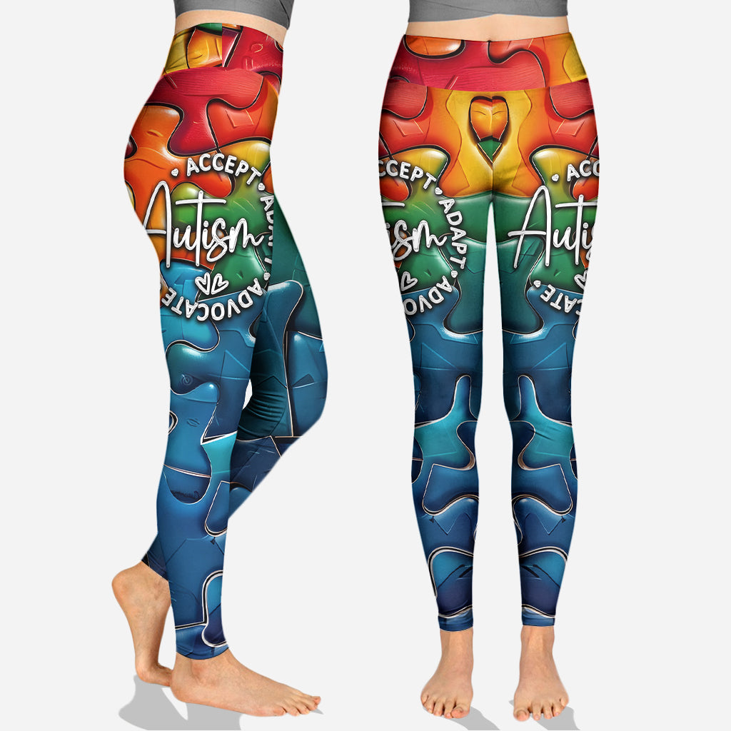 Autism Accept Adapt Advocate - Personalized Autism Awareness Hoodie and Leggings