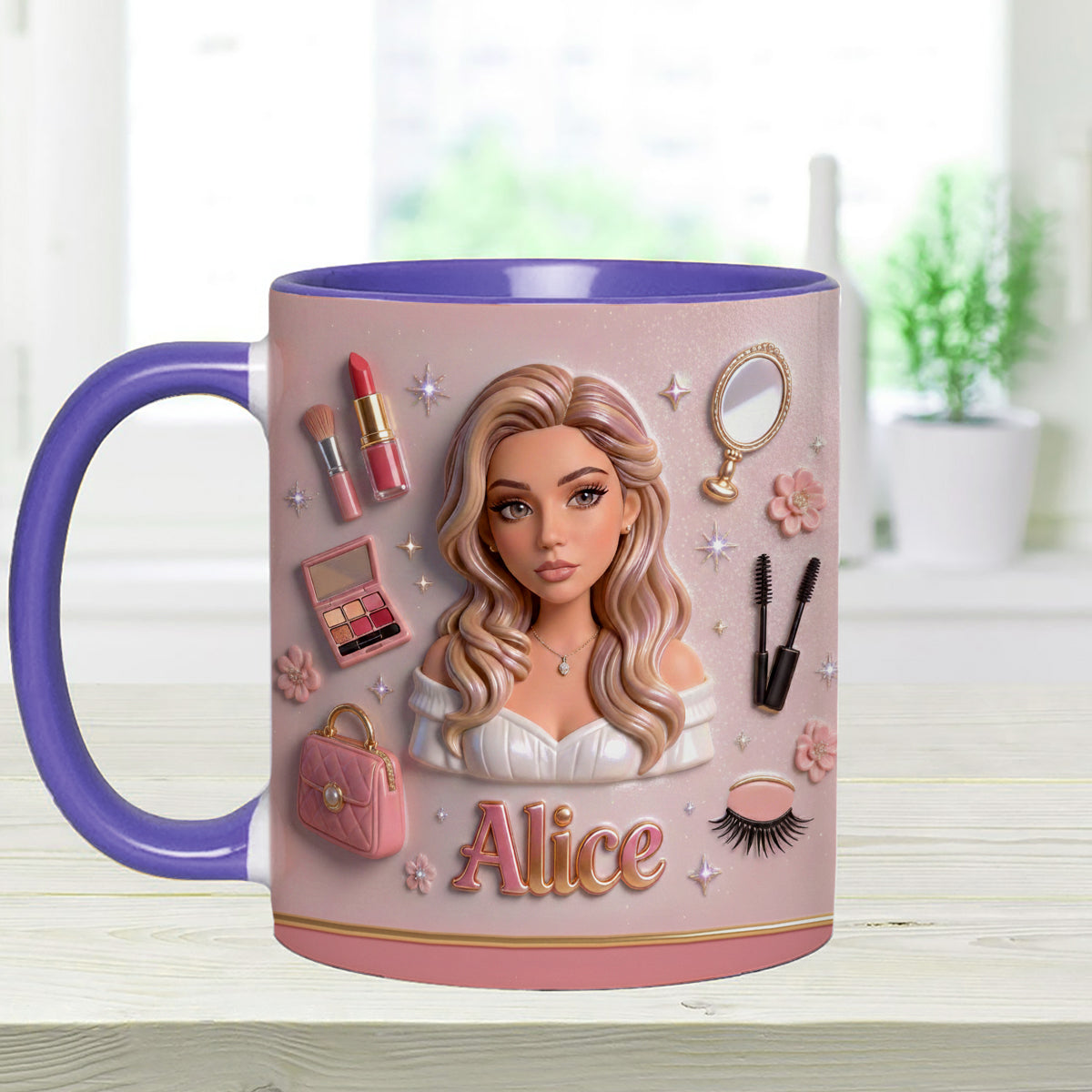 Love Make Up, Make Up Artist - Personalized Makeup Set Accent Mug with Acrylic Stirrers