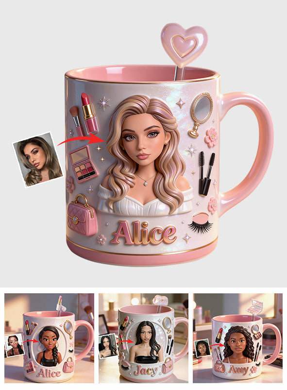 Love Make Up, Make Up Artist - Personalized Makeup Set Accent Mug with Acrylic Stirrers