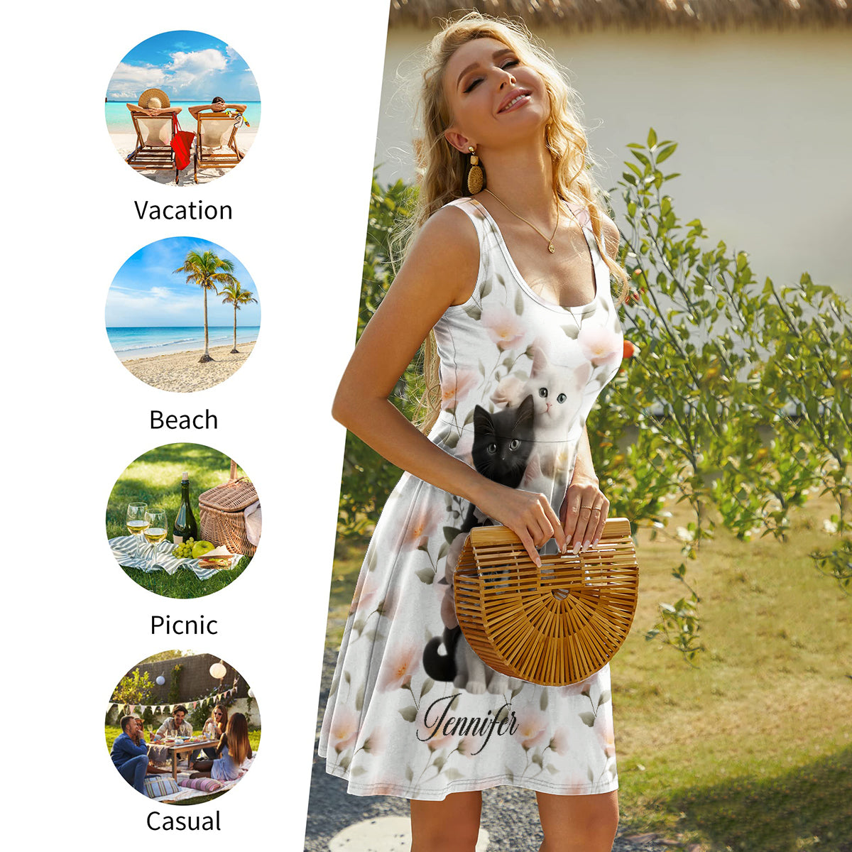 Cute Kittens - Personalized Cat Sleeveless Dress