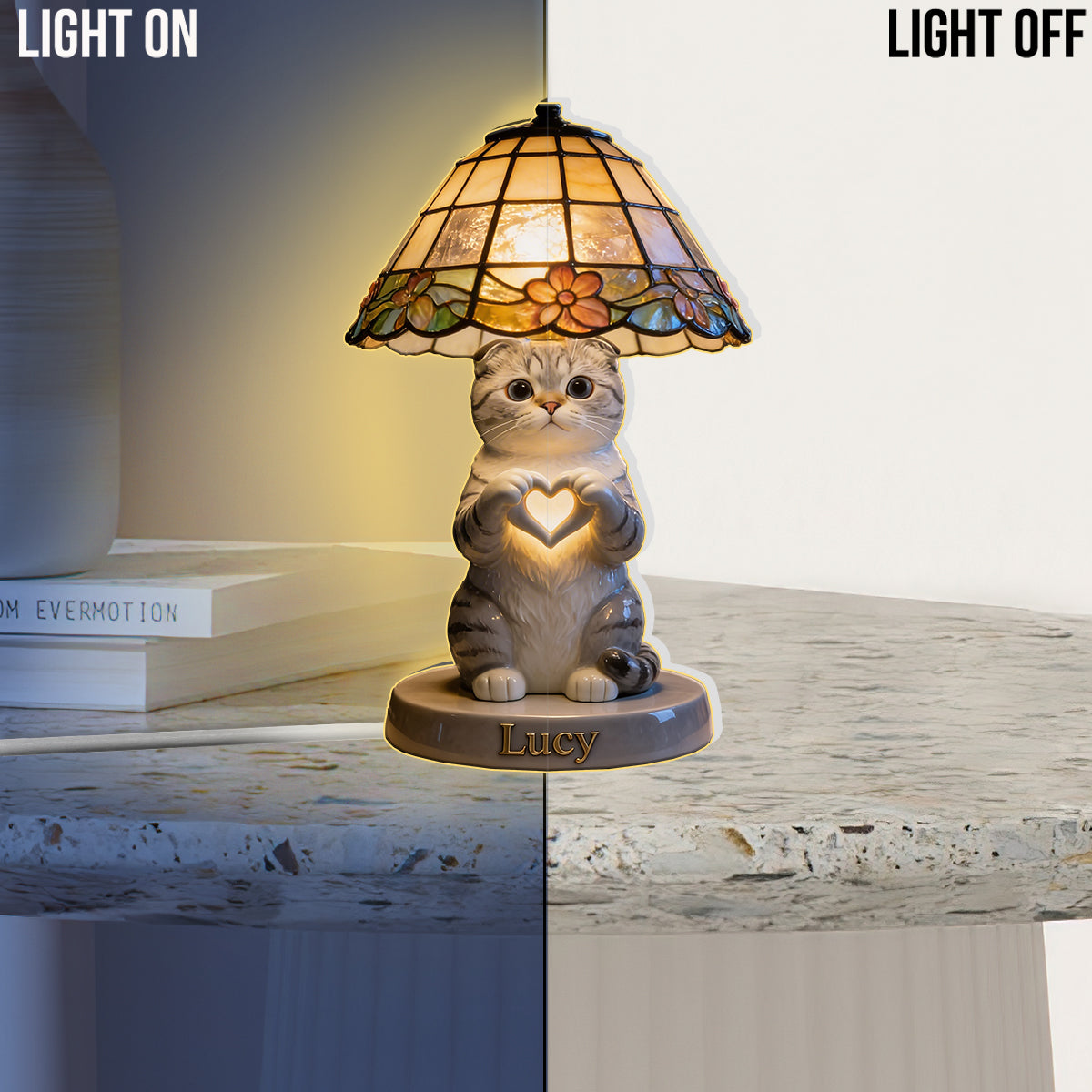 Custom Any Photo - Love My Pet - Personalized Cat Acrylic LED Night Light