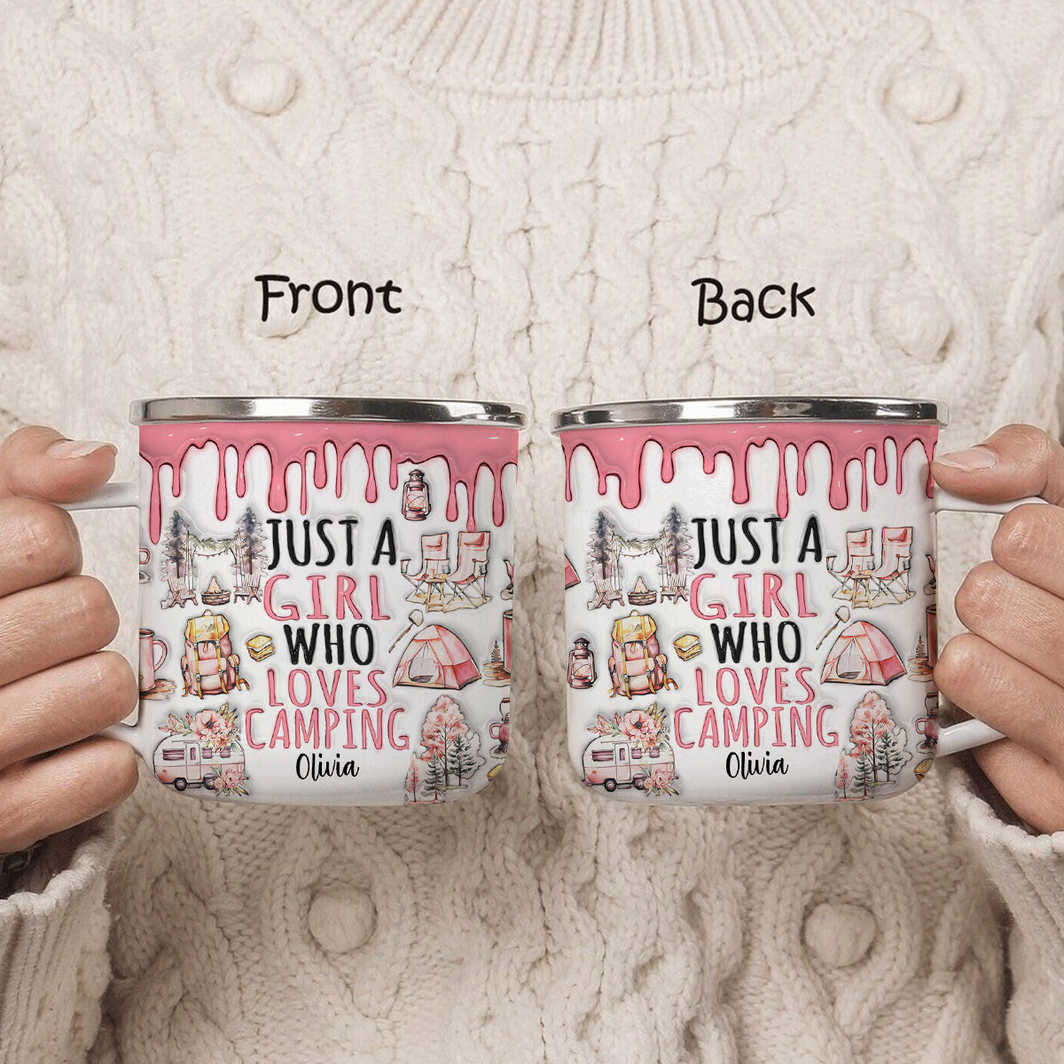 Just A Girl Who Loves Camping - Personalized Camping Enamel Mug