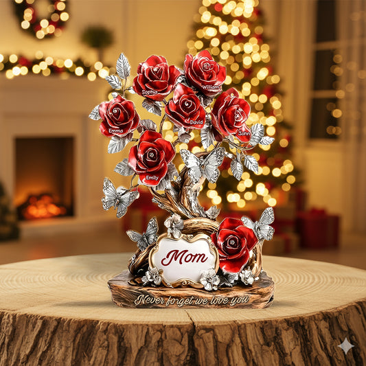 Floral Christmas Gift for Mom, Grandma – Personalized Custom Shaped Acrylic Plaque