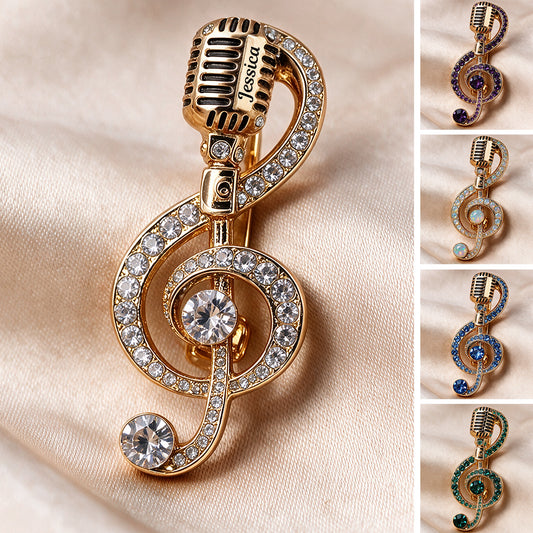 Microphone Music Brooch Classic Note, Birthstone Music Pin - Personalized Music 3D Embossed Enamel Pin