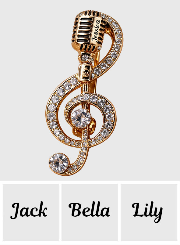 Microphone Music Brooch Classic Note, Birthstone Music Pin - Personalized Music 3D Embossed Enamel Pin