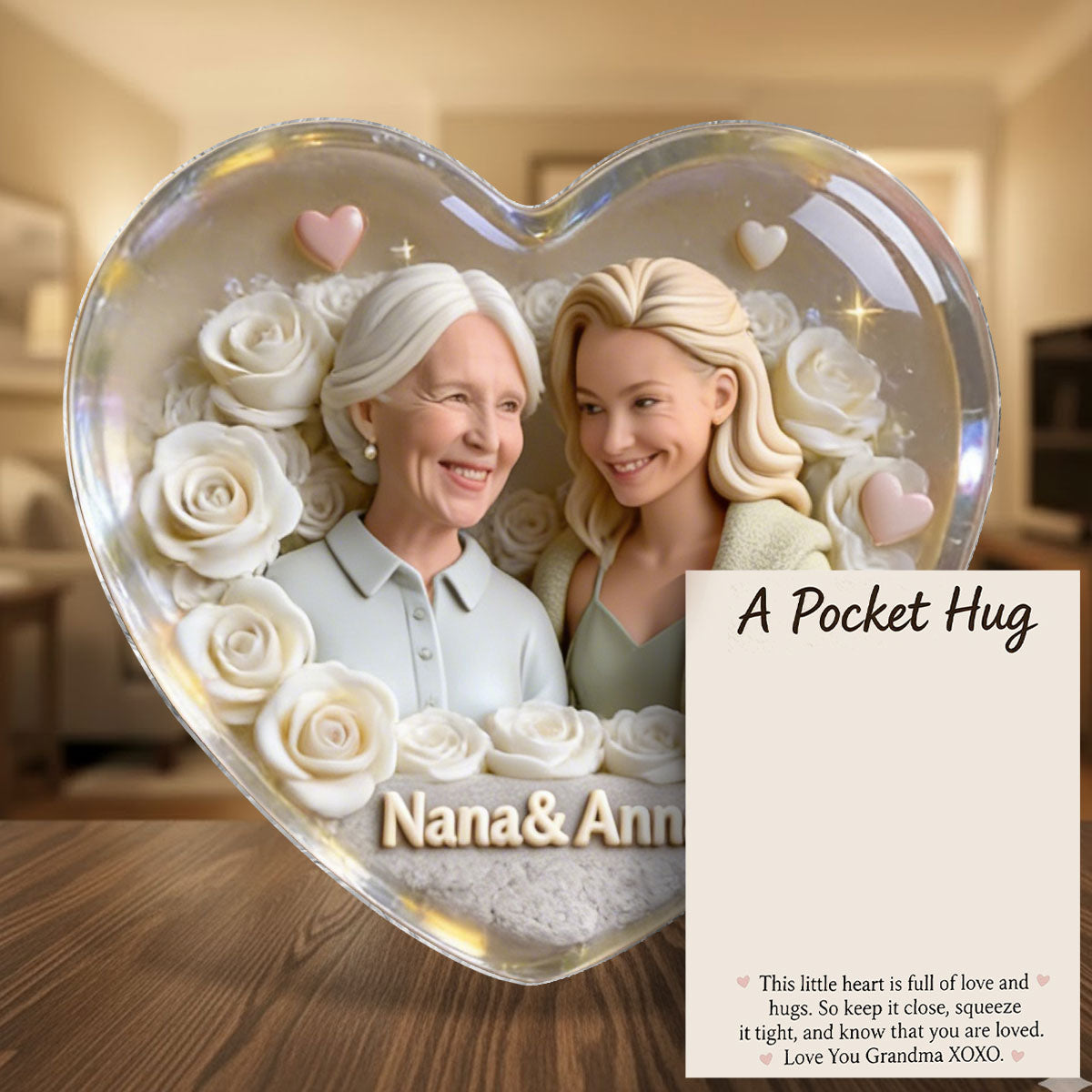 Mother Keepsake Gift, Custom From Any Photo, Brithmonth Flower - Personalized Mother Pocket Hug Card