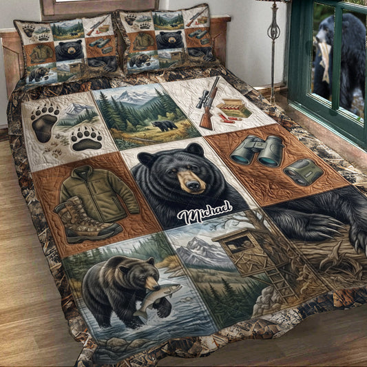 Bear Hunting - Personalized Hunting Quilt Set