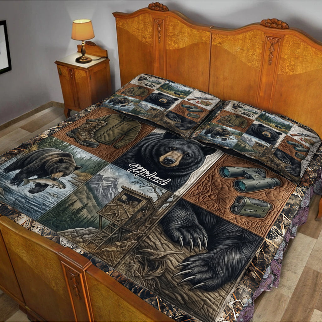 Bear Hunting - Personalized Hunting Quilt Set