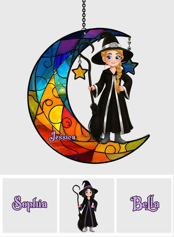 Beautiful Witch And Moon - Personalized Witch Window Hanging Suncatcher Ornament