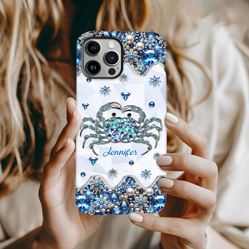 Elegant Blue Crab - Personalized Sea Lover Full Print Phone Case