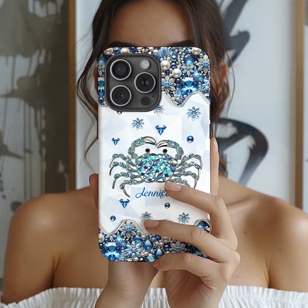 Elegant Blue Crab - Personalized Sea Lover Full Print Phone Case