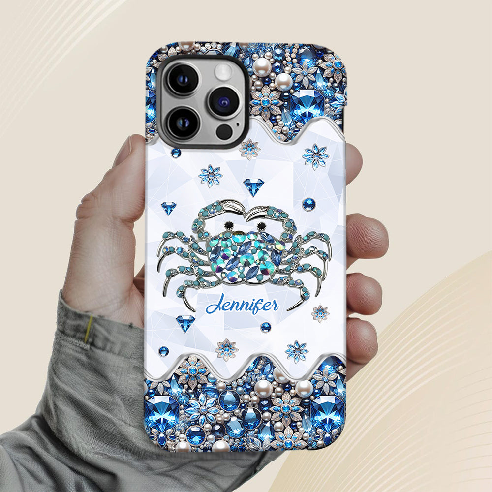 Elegant Blue Crab - Personalized Sea Lover Full Print Phone Case