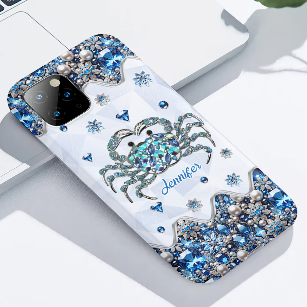 Elegant Blue Crab - Personalized Sea Lover Full Print Phone Case