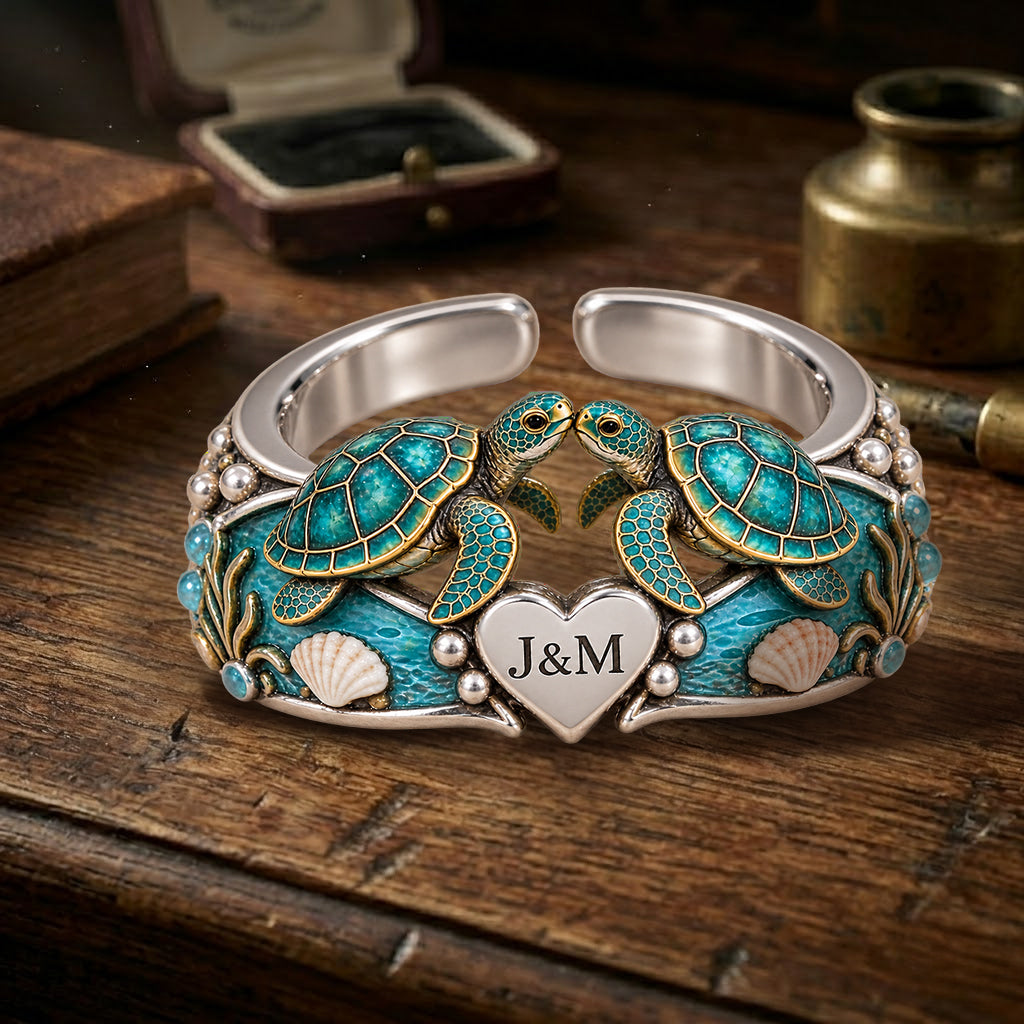 You & Me We Got This - Personalized Turtle Adjustable Shaped Ring