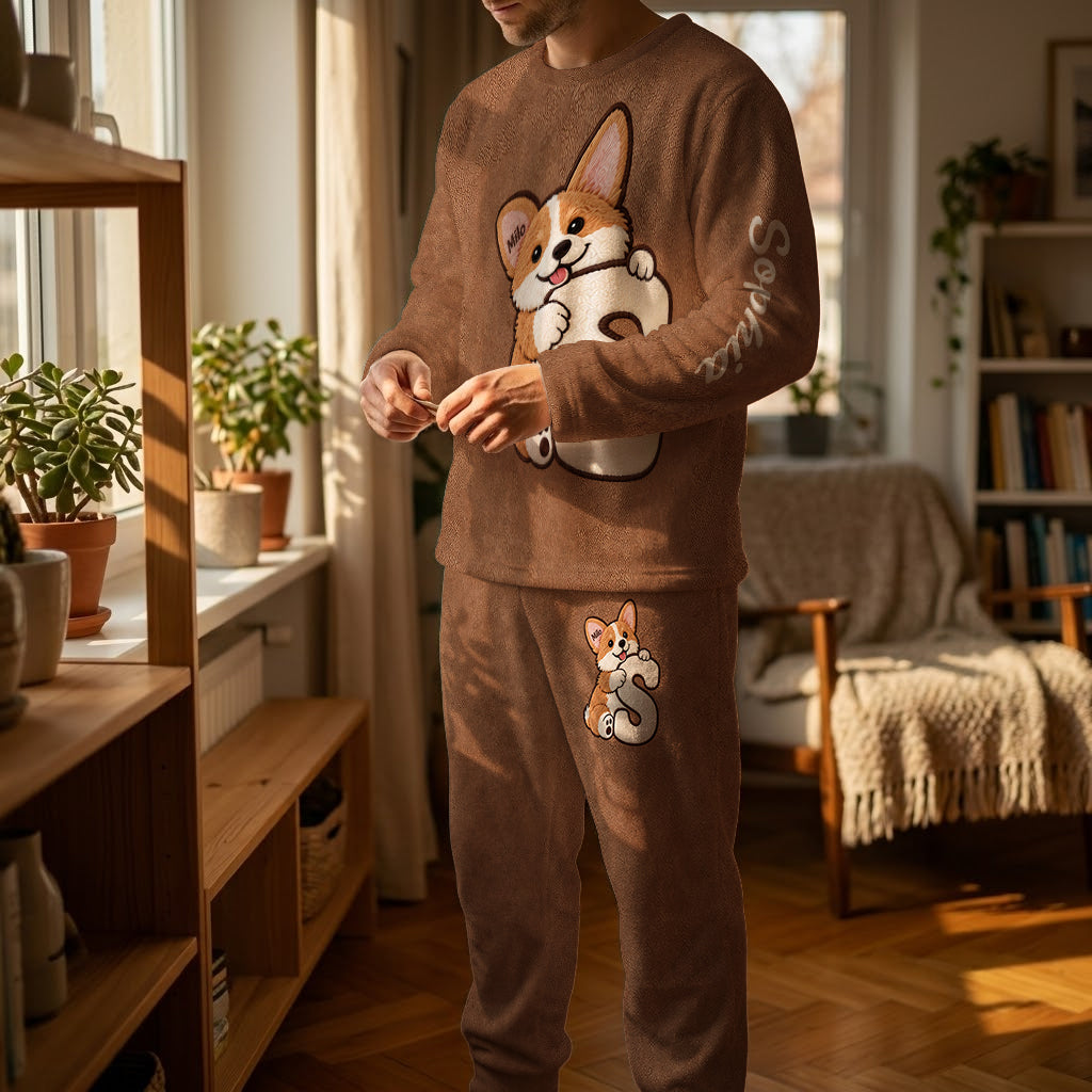 Puppy Initial - Personalized Dog Fleece Lounge Set