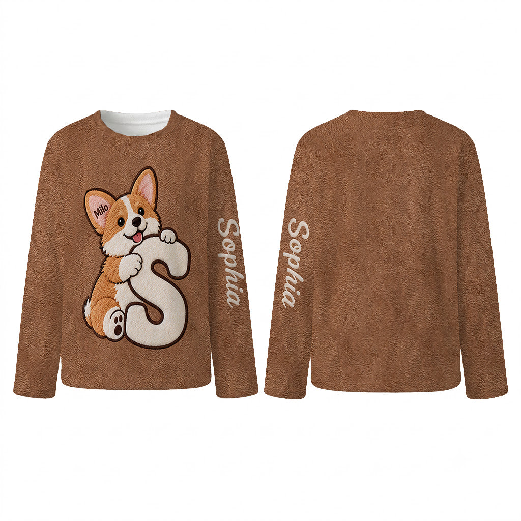 Puppy Initial - Personalized Dog Fleece Lounge Set