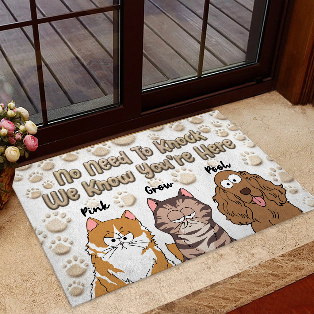 No Need To Knock We Know You’re Here - Personalized Dog Doormat
