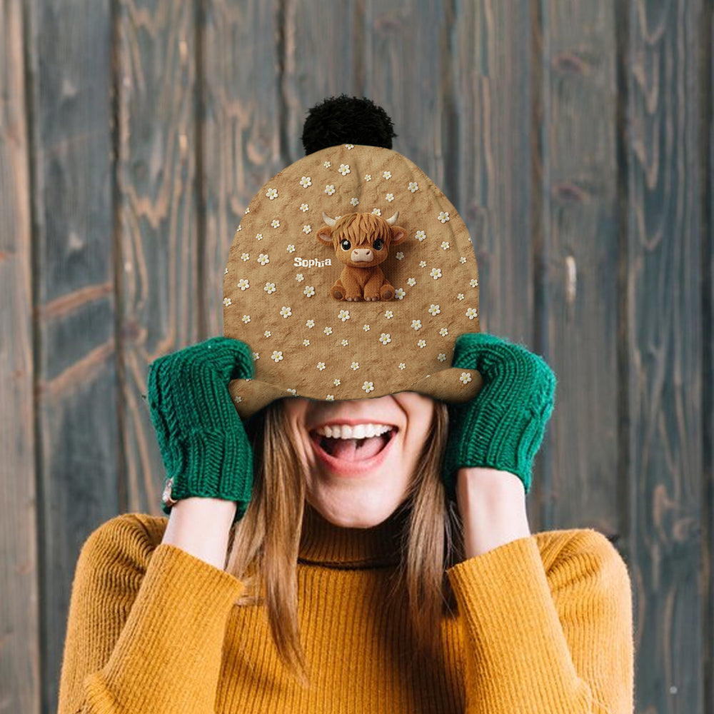 Cute Highland Cow - Personalized Highland Cow Beanie Hat