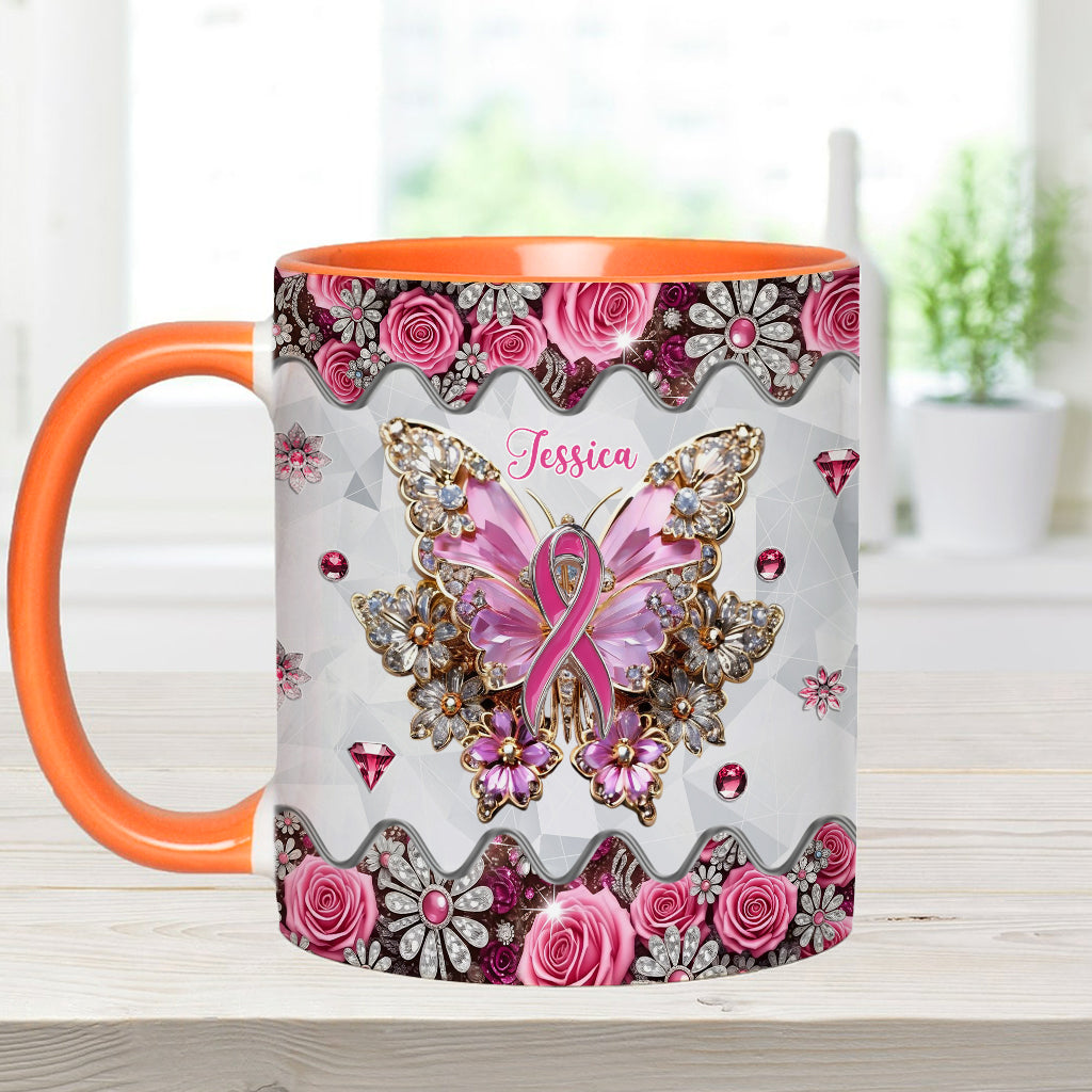 Faith Hope Love - Personalized Breast Cancer Awareness Accent Mug