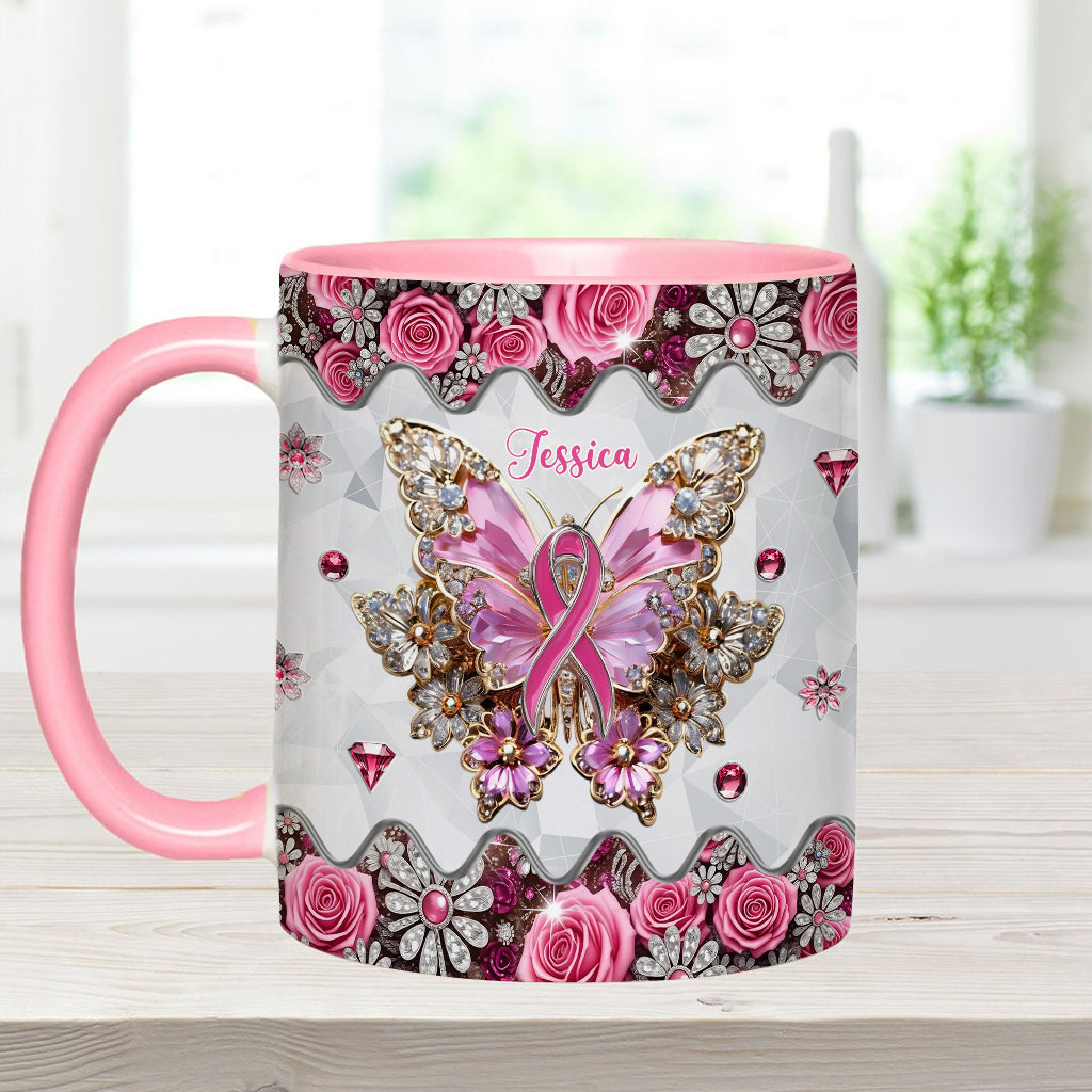 Faith Hope Love - Personalized Breast Cancer Awareness Accent Mug