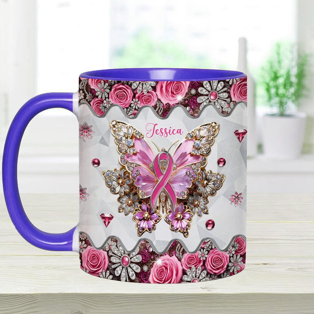 Faith Hope Love - Personalized Breast Cancer Awareness Accent Mug