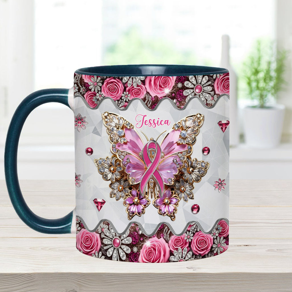 Faith Hope Love - Personalized Breast Cancer Awareness Accent Mug