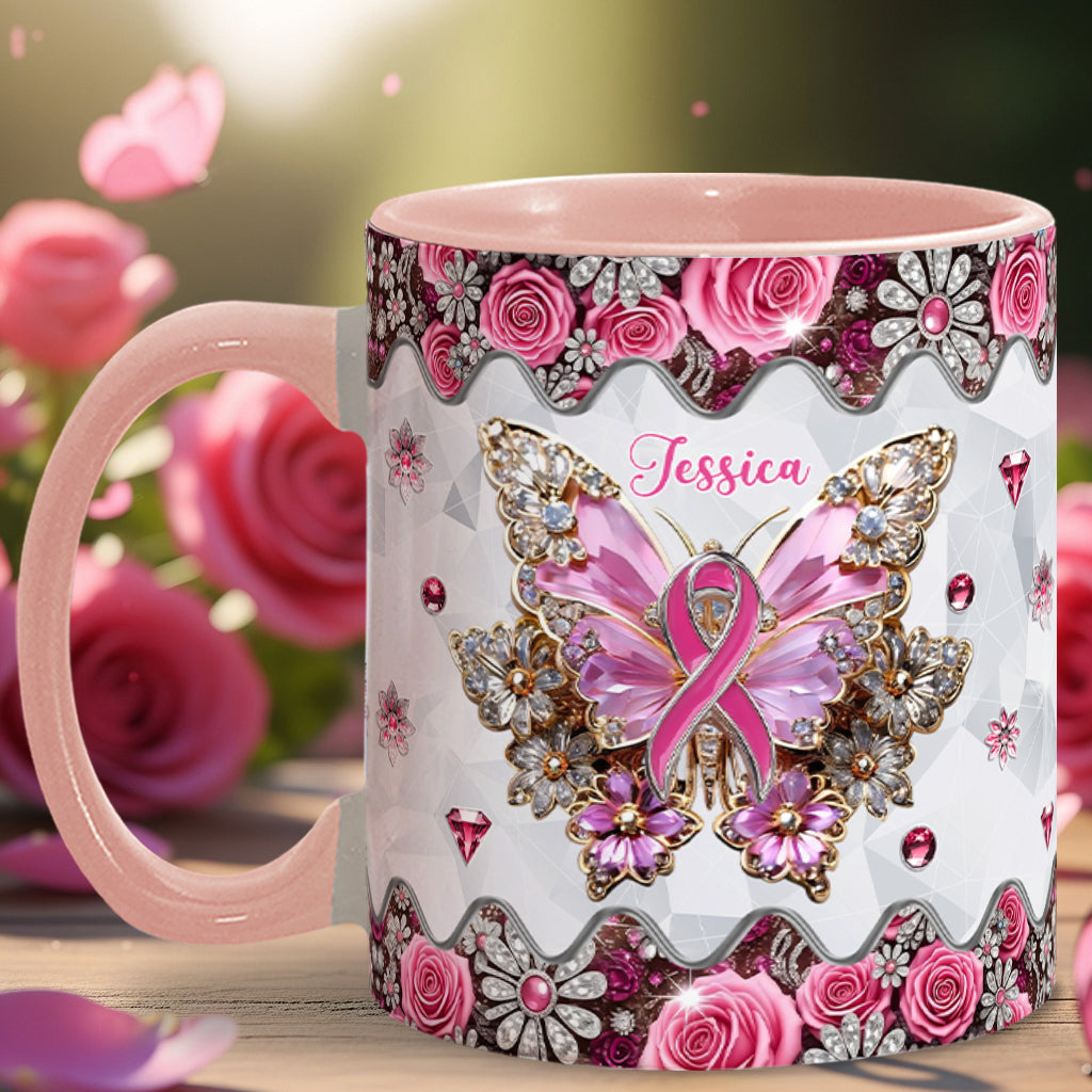 Faith Hope Love - Personalized Breast Cancer Awareness Accent Mug