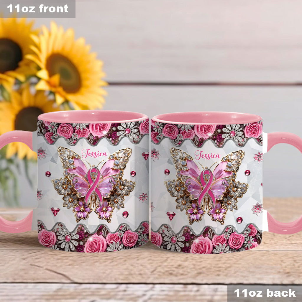 Faith Hope Love - Personalized Breast Cancer Awareness Accent Mug