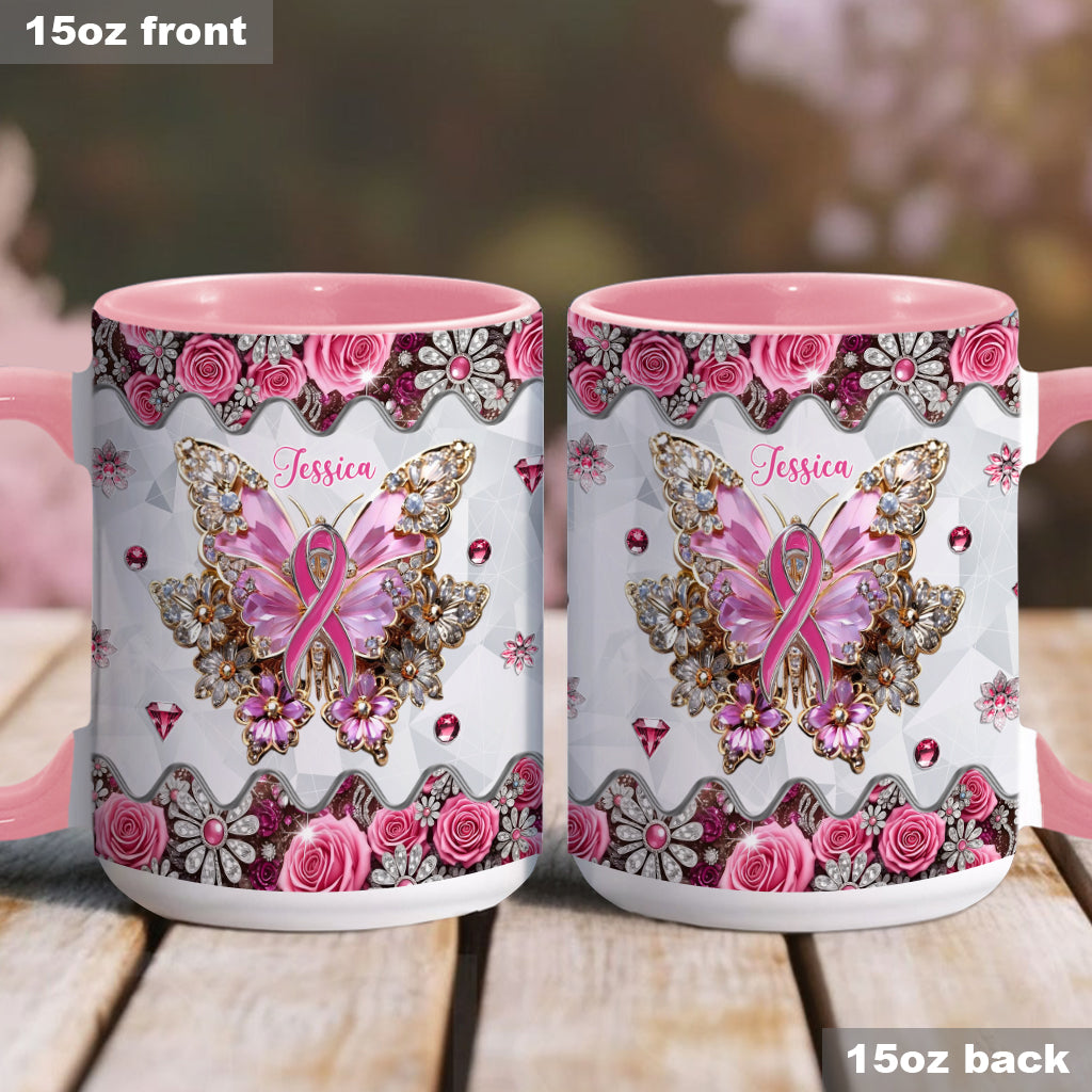 Faith Hope Love - Personalized Breast Cancer Awareness Accent Mug