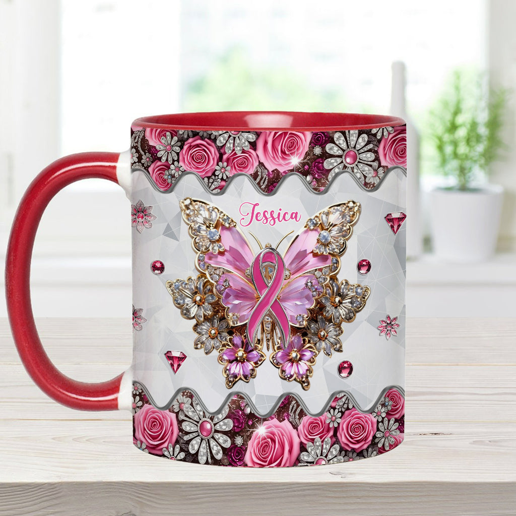 Faith Hope Love - Personalized Breast Cancer Awareness Accent Mug