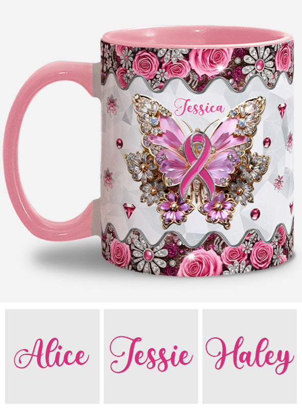 Faith Hope Love - Personalized Breast Cancer Awareness Accent Mug