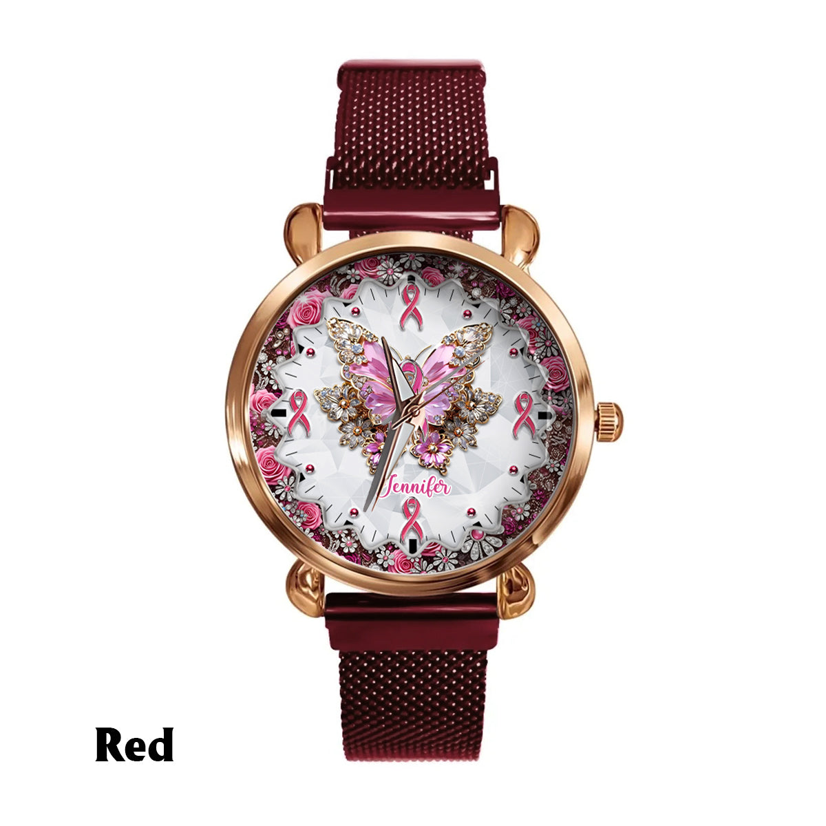 Faith Hope Love - Personalized Breast Cancer Awareness Women Hand Watch