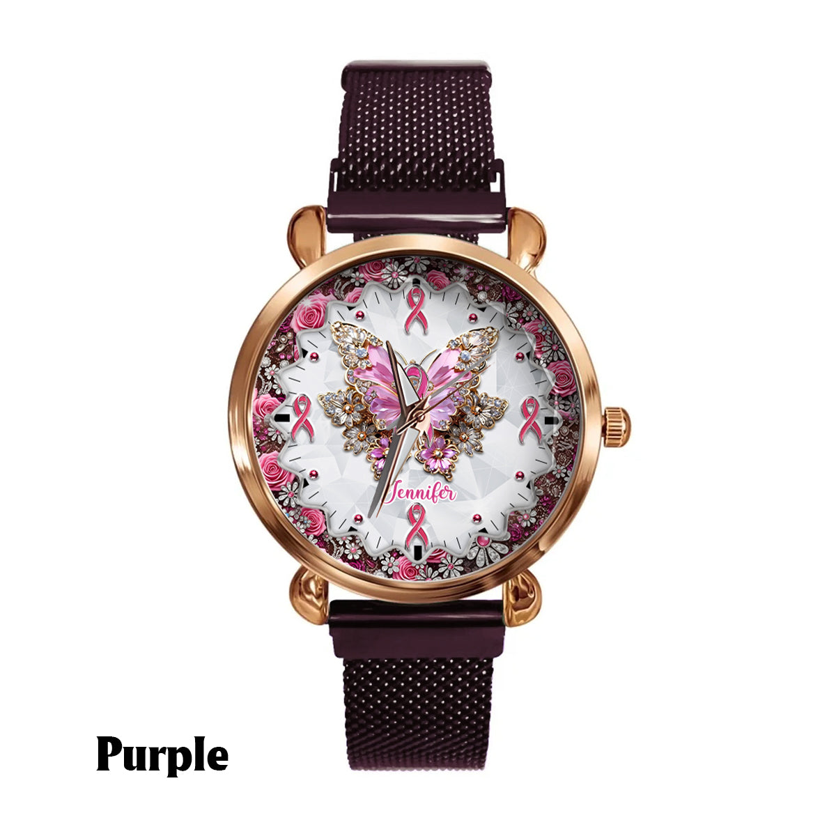 Faith Hope Love - Personalized Breast Cancer Awareness Women Hand Watch