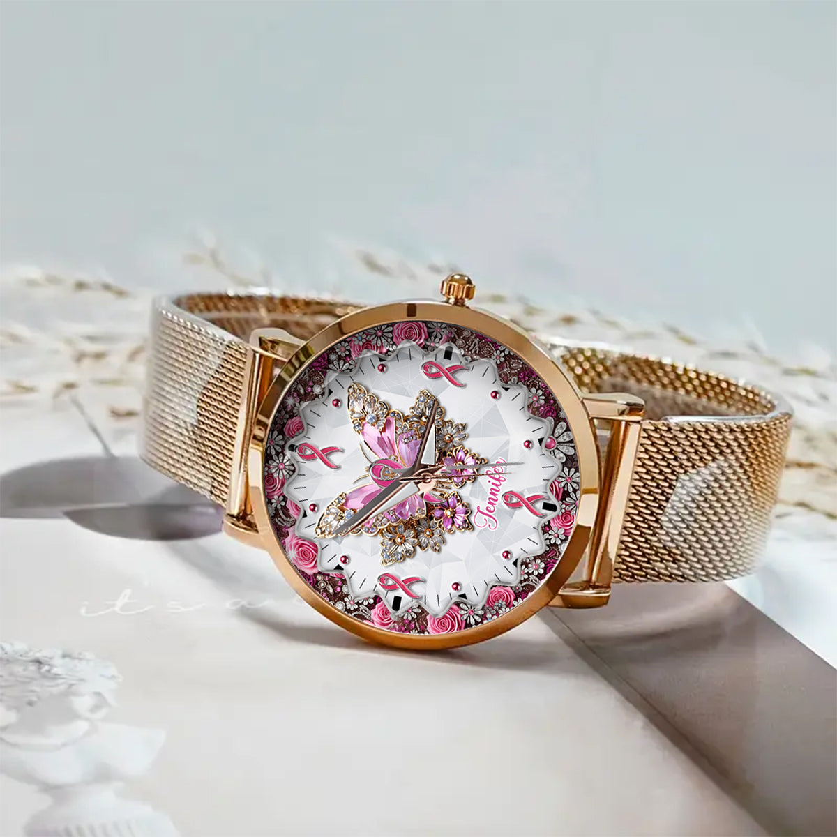 Faith Hope Love - Personalized Breast Cancer Awareness Women Hand Watch