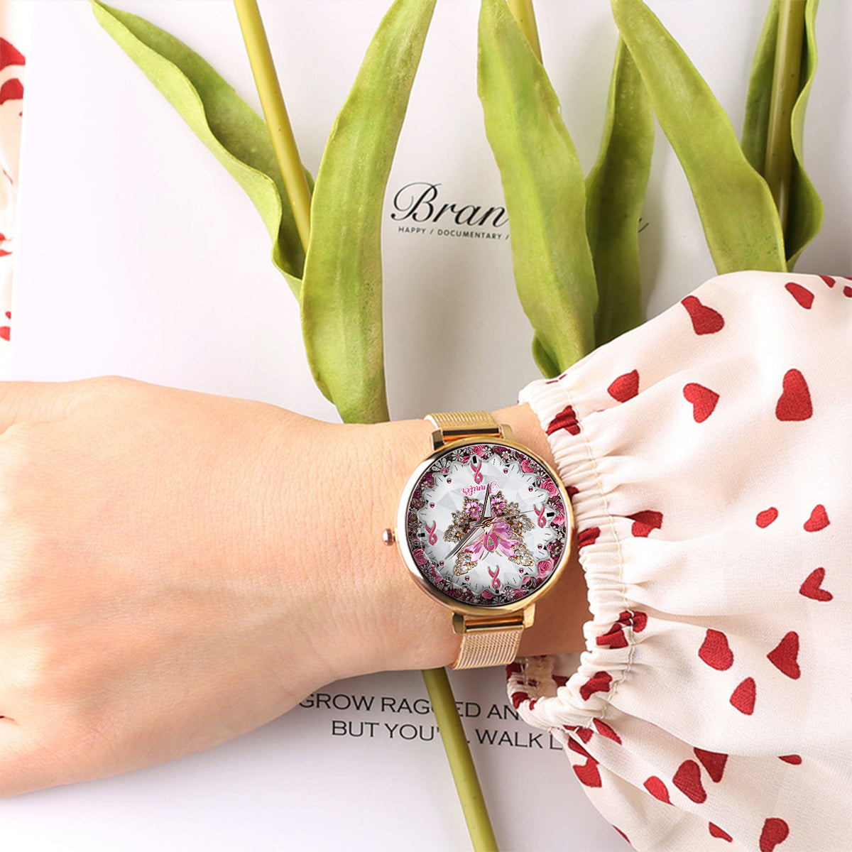 Faith Hope Love - Personalized Breast Cancer Awareness Women Hand Watch