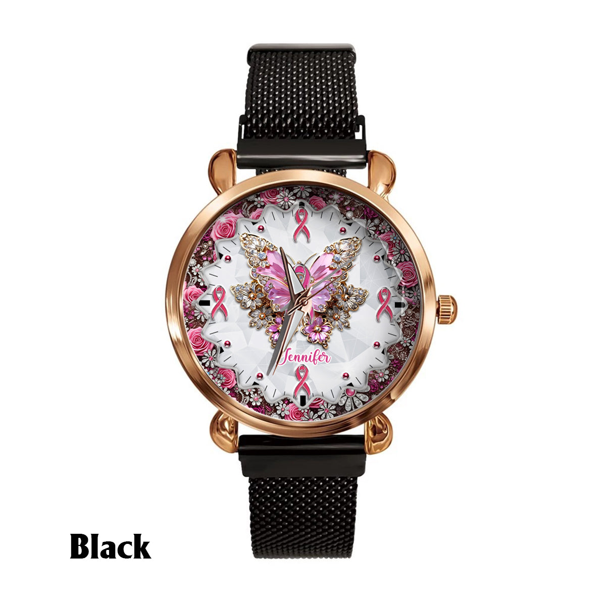 Faith Hope Love - Personalized Breast Cancer Awareness Women Hand Watch