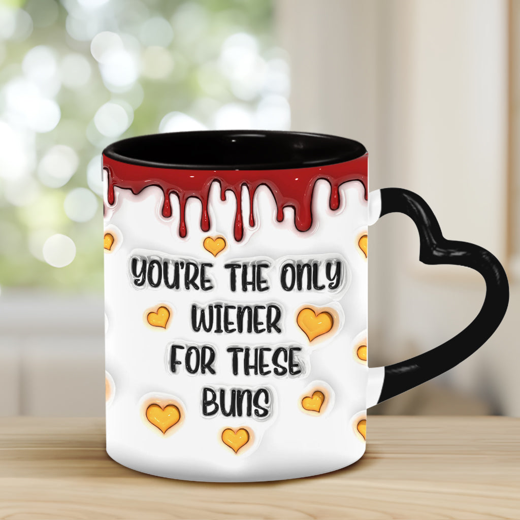 You're The Only Wiener To These Buns - Personalized Couple Heart Handle Mug