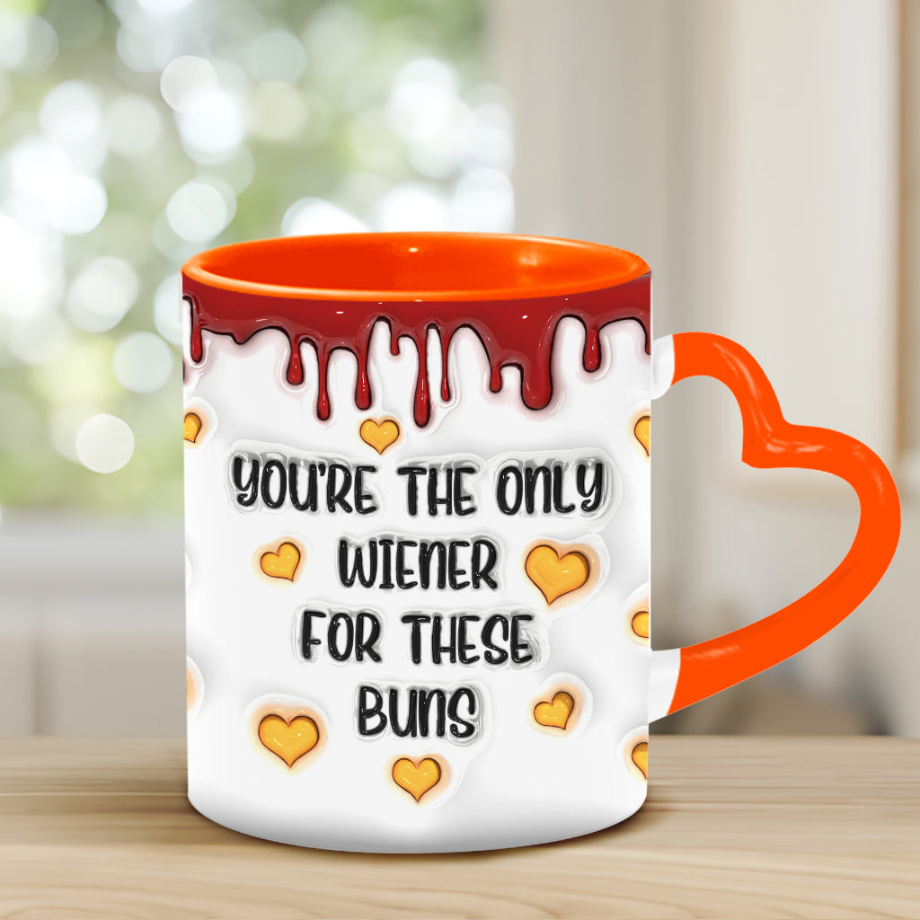 You're The Only Wiener To These Buns - Personalized Couple Heart Handle Mug