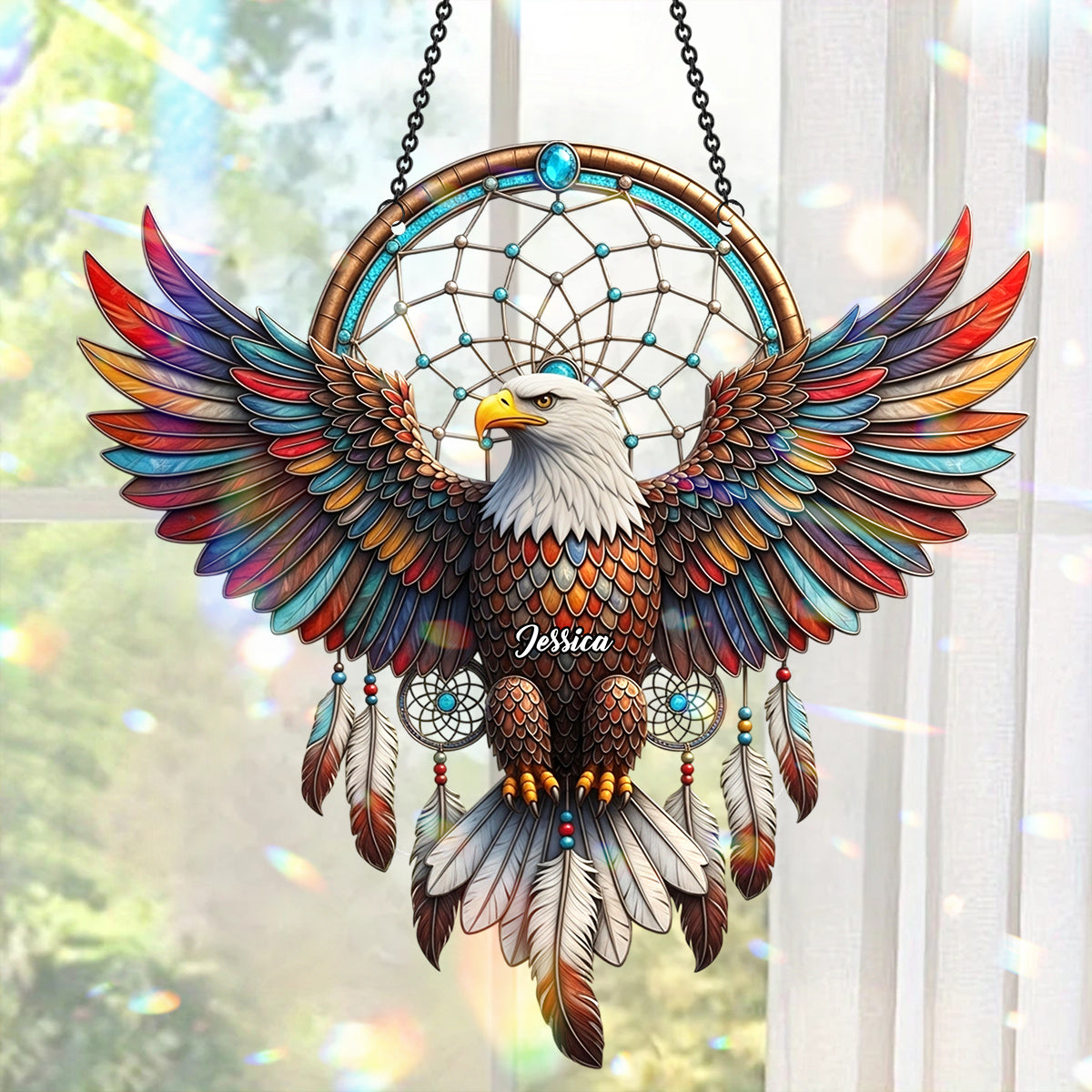 Majestic Eagle - Personalized Bald Eagle Window Hanging Suncatcher Ornament
