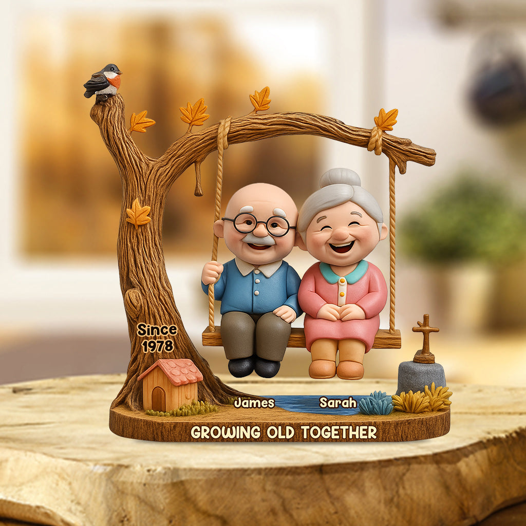 Heartwarming with Elderly Couple, Home Decor - Personalized Couple Custom Shaped Acrylic Plaque