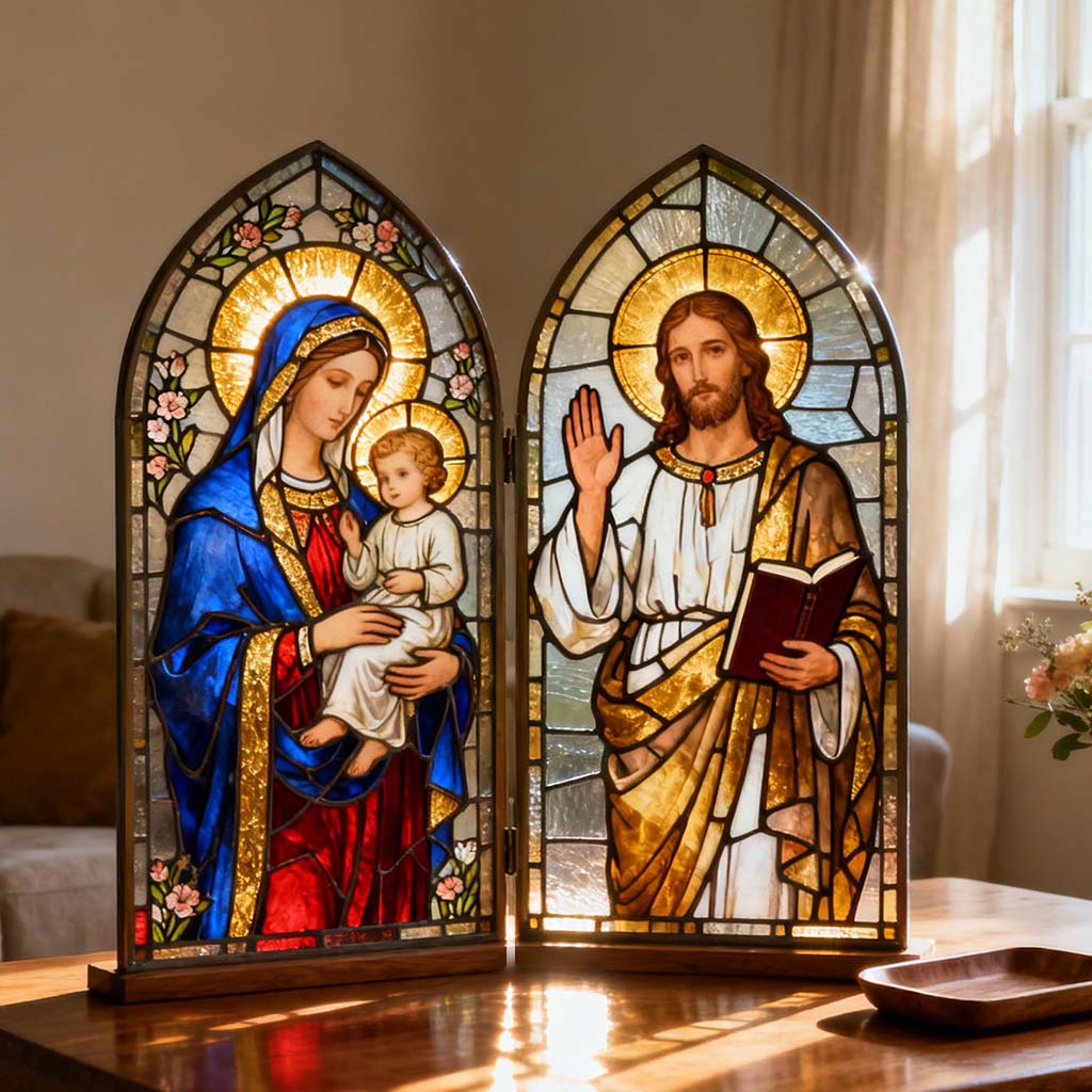 Virgin Mary & Jesus Christ - Personalized Christian Acrylic Diptych